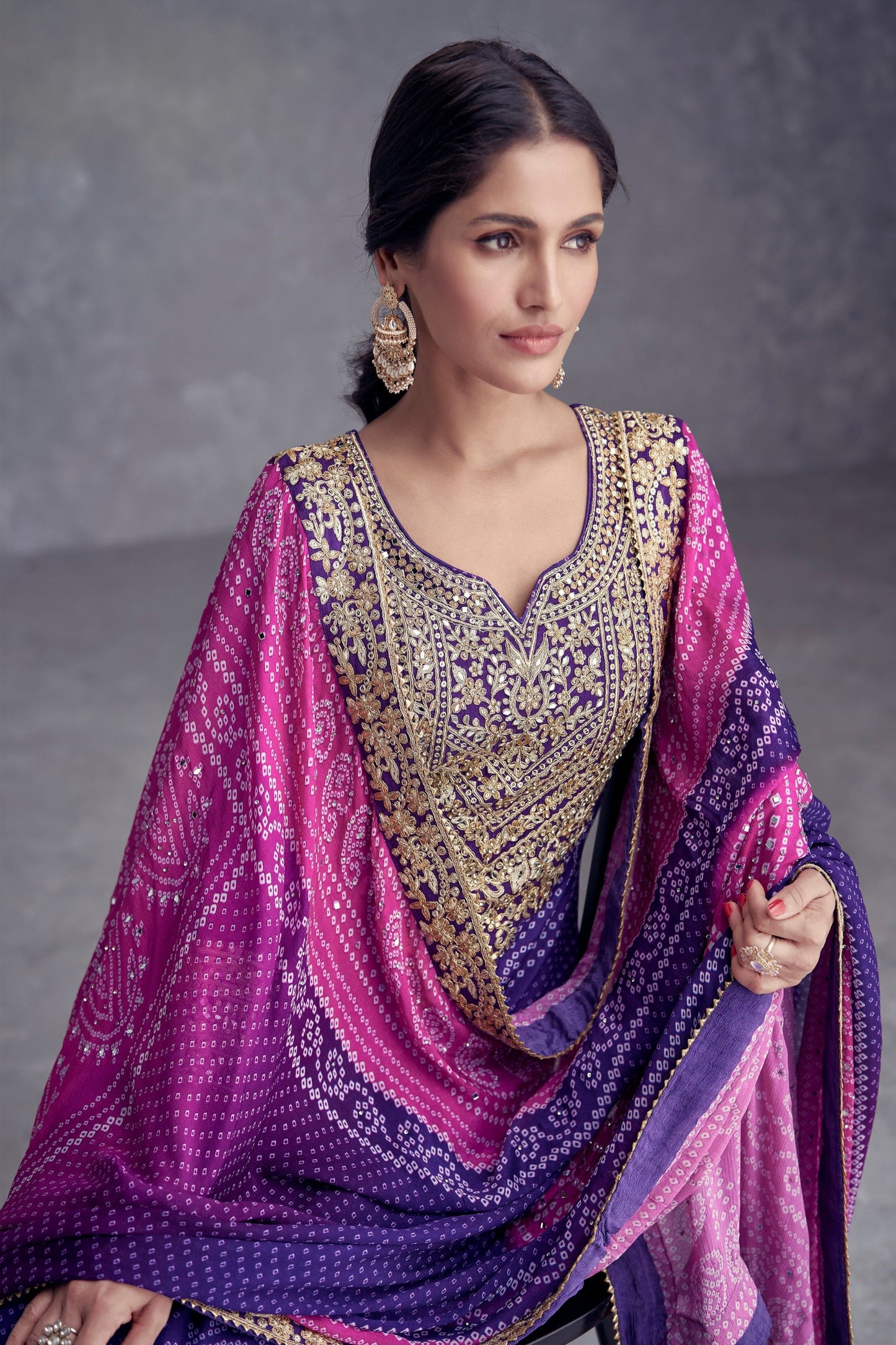 Royal Purple Color Heavy Embroidery Worked Salwar Kameez Plazzo Suits