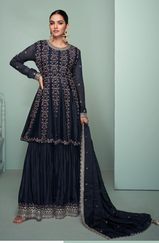 Stunning black Designer Readymade Sharara Suits for festive occasions or weddings