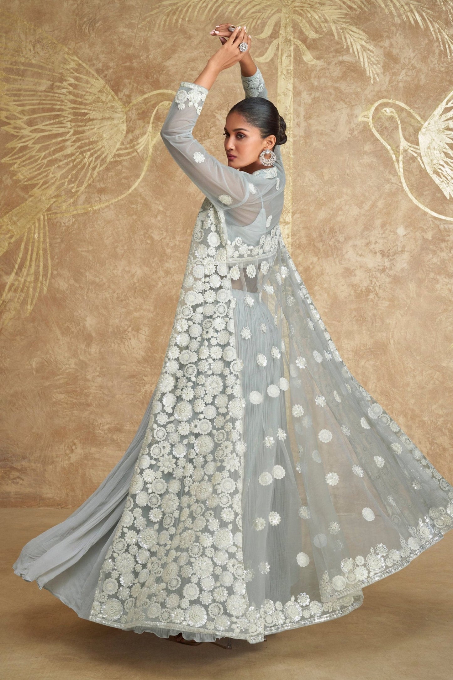 Grey Gorgeous Elegantly Colorful Fancy Party Wear & Occasional Wear Georgette Lehenga