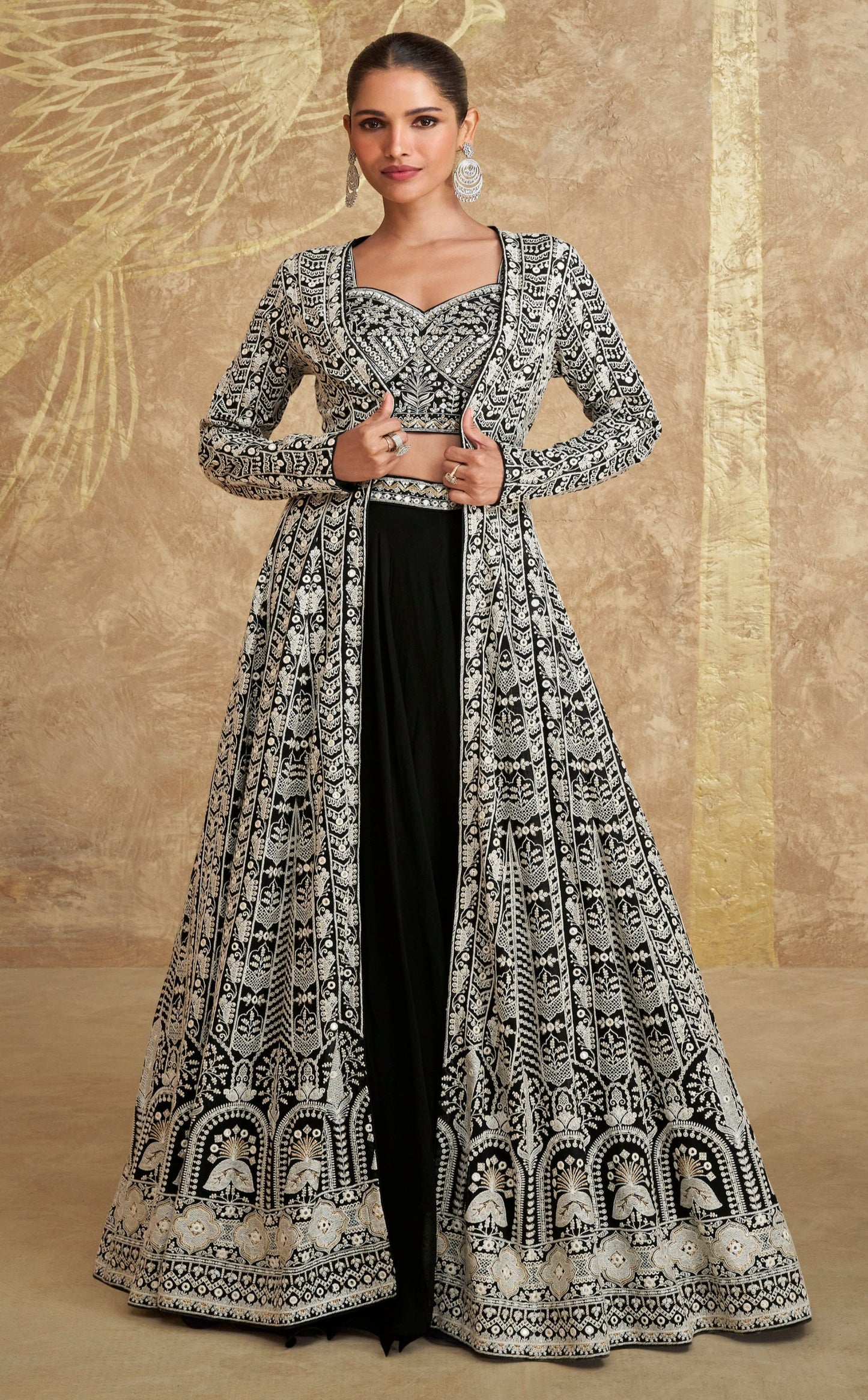 Pure Black Gorgeous Elegantly Colorful Fancy Party Wear & Occasional Wear Georgette Lehenga