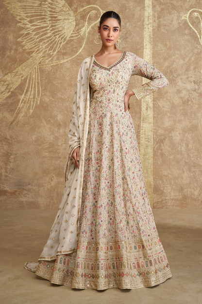 Eid-Ramadan Special Georgette Fabric Anarkali Gown Full Embroidery Worked Outfits