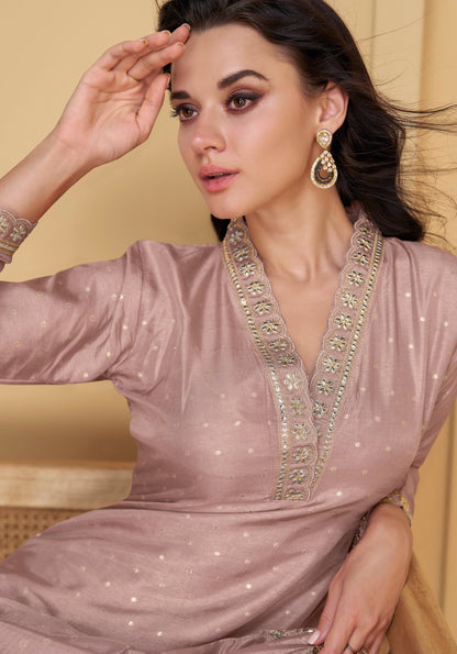 Embroidery Worked Indian Designer Salwar Kameez Suits Lavender Color Designer Dresses