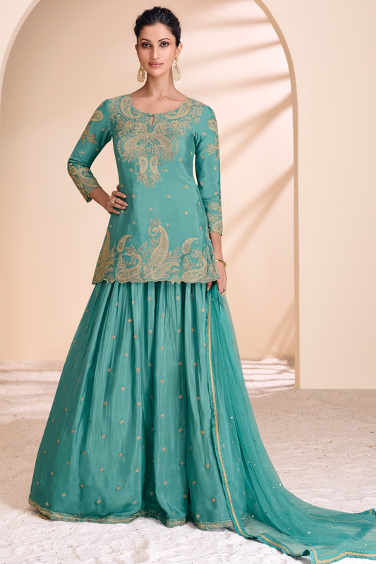 Women's Wedding Reception Event Party Wear Salwar Kameez Lengha Dupatta Dresses