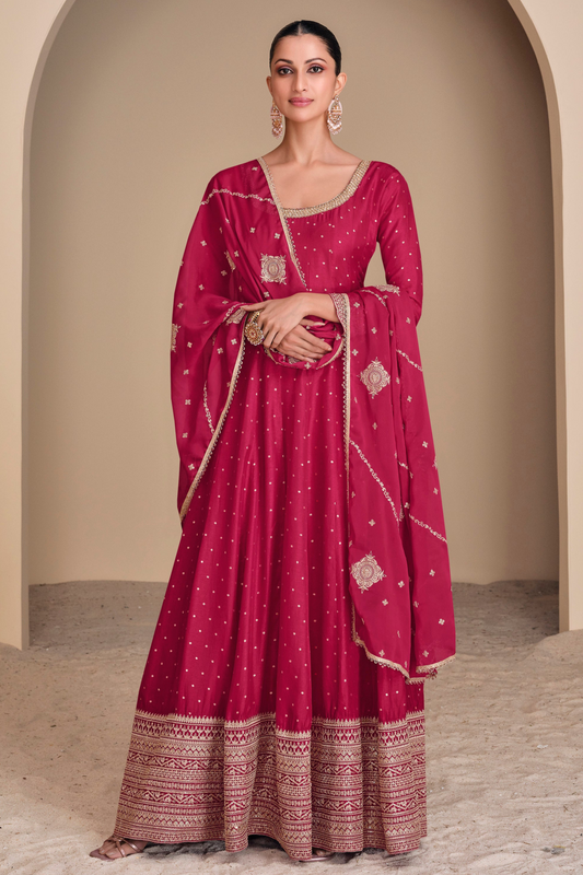 Traditional Wedding Function Party Wear Stitched Anarkali Full Floor Dupatta Stylish Gown