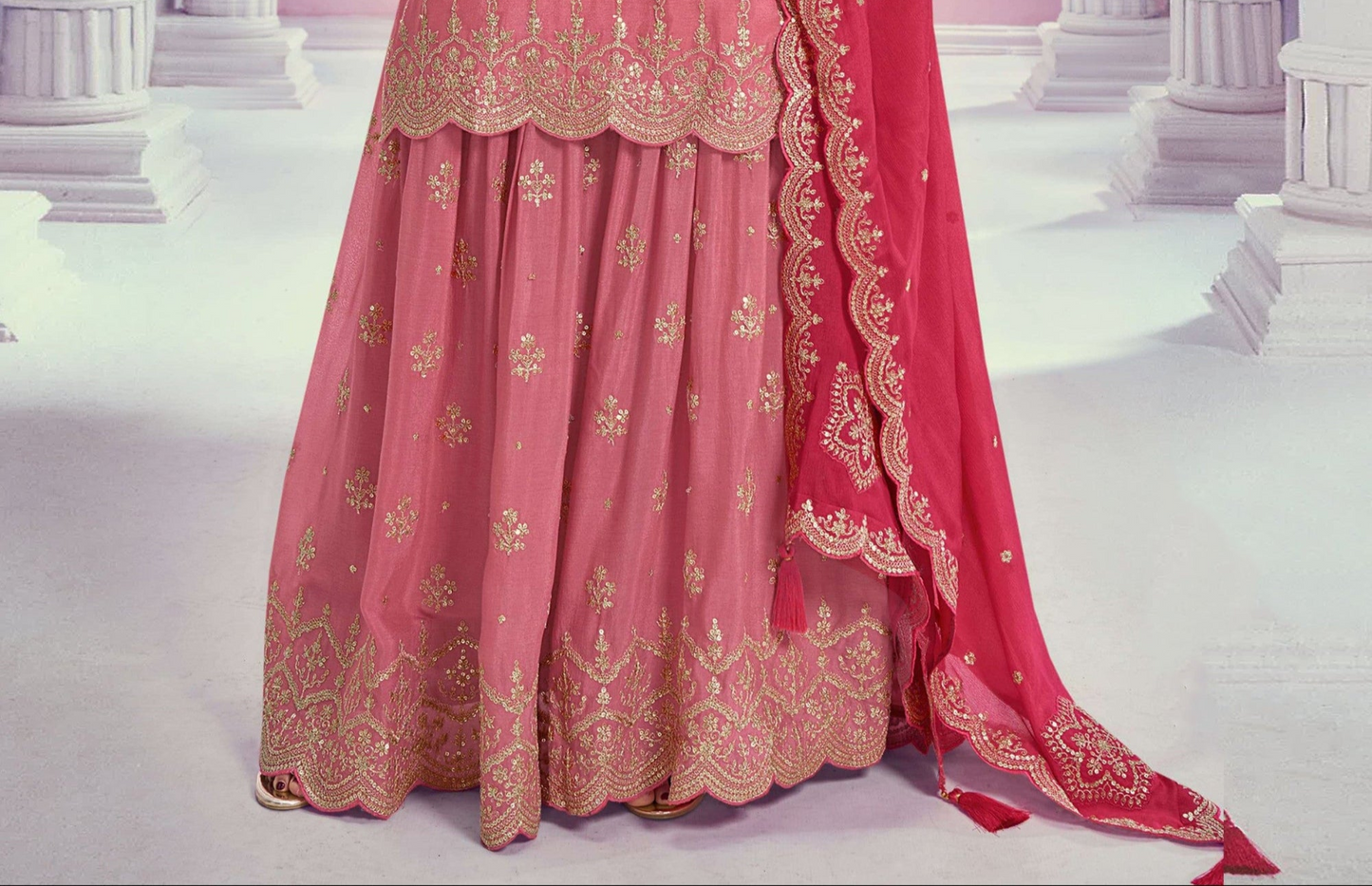 Indian Pakistani Wedding Wear Salwar Kameez Palazzo with Dupatta