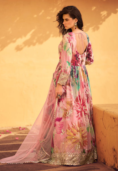 Affordable Pink Anarkali Gown with Dupatta for USA Weddings & Occasion