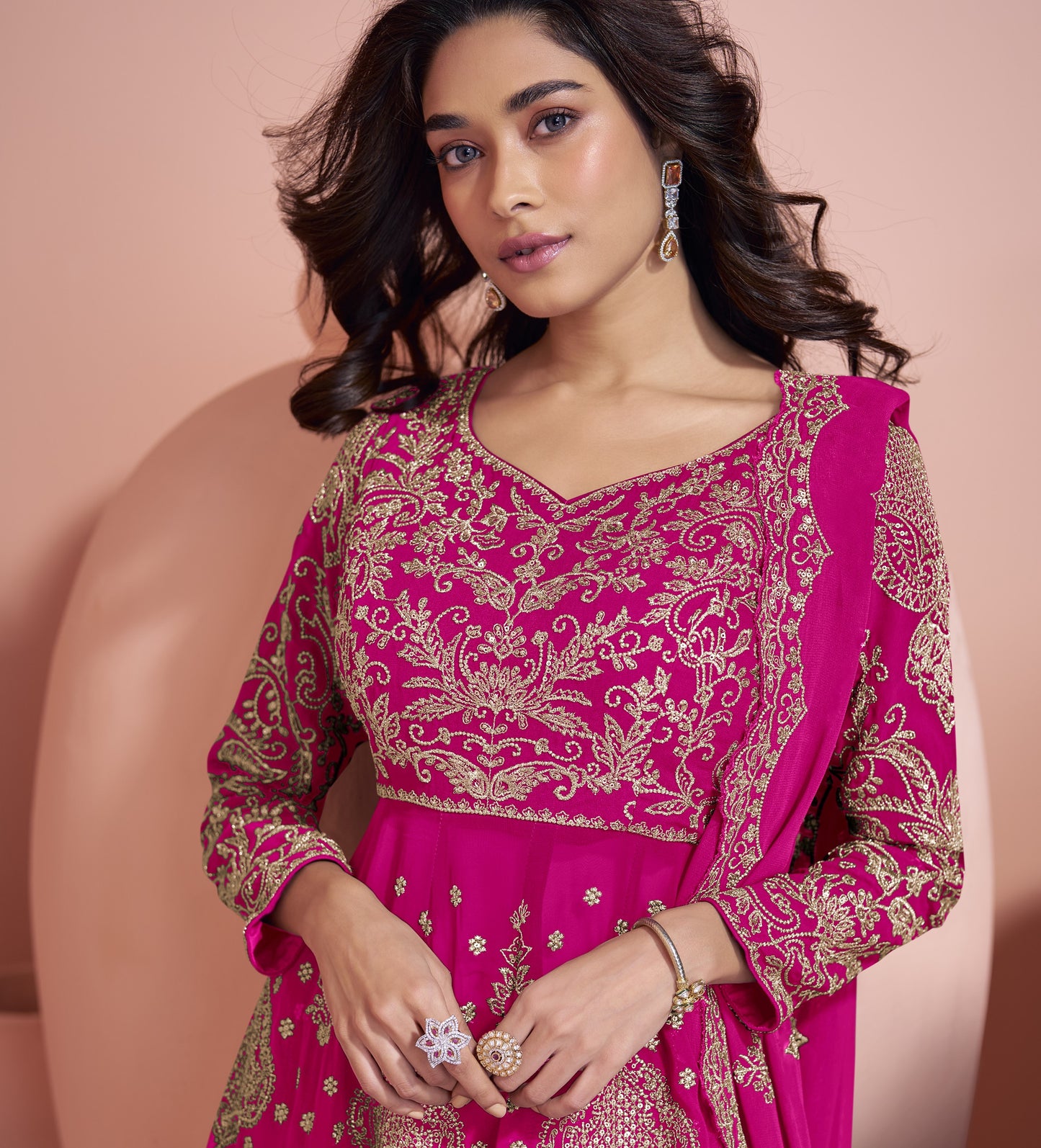 Dark Pink Salwar Kameez Palazzo with Dupatta for Indian Functions