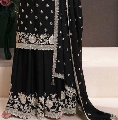 Affordable Black Salwar Kameez Palazzo for Eid and Diwali Festivals