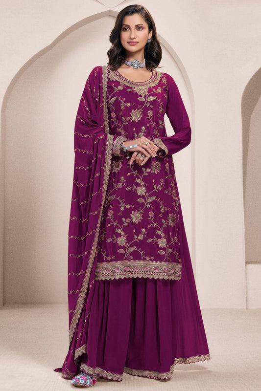 Stitched Embroidered Palazzo Dress with Dupatta for Wedding Function