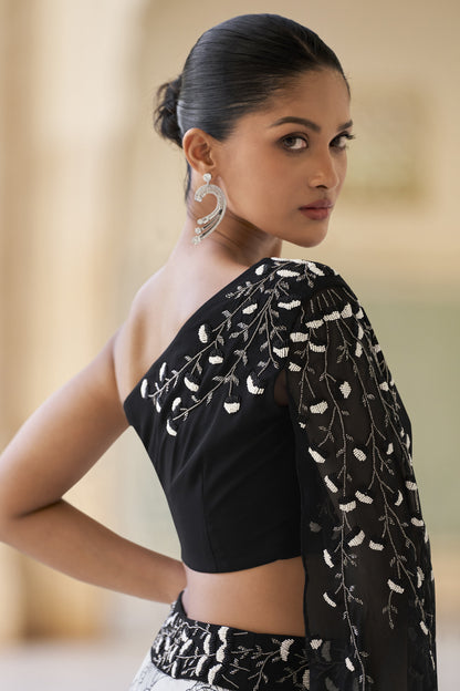 Black Western Style Foil Print Lehenga Choli for Festival Wear