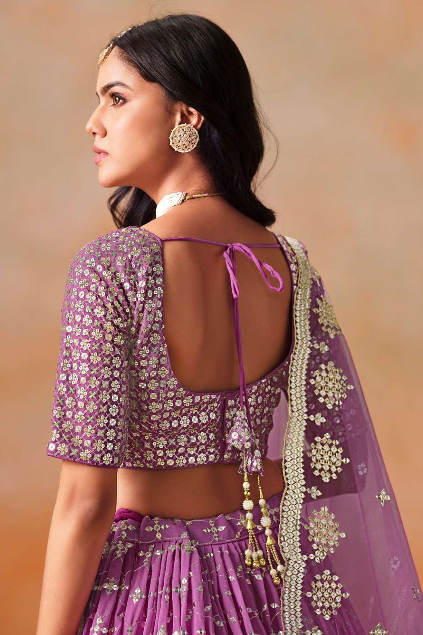 Eid Special Designer Purple Sequins & Zari Embroidery Work Lehenga Choli