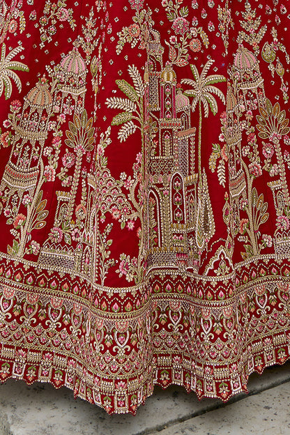 Newest Style Red Color Ready To Wear Lehenga Choli With Heavy Embroidery Work