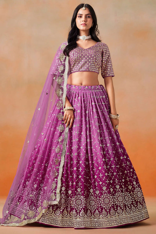 Eid Special Designer Purple Sequins & Zari Embroidery Work Lehenga Choli