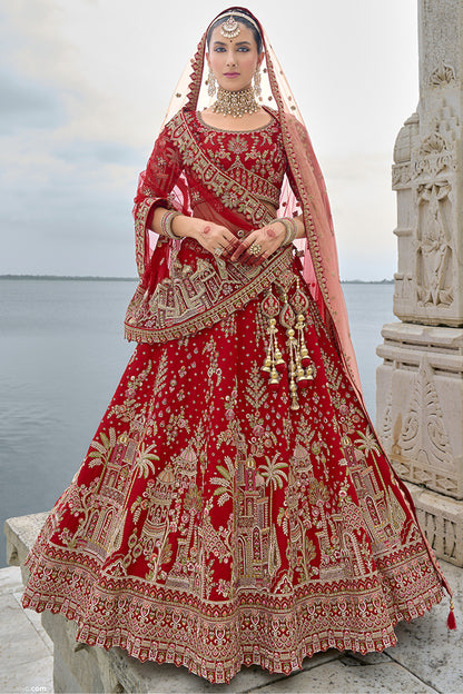 Newest Style Red Color Ready To Wear Lehenga Choli With Heavy Embroidery Work