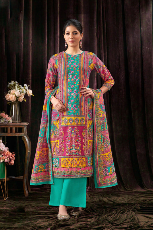 Gorgeous Digital Printed & Mirror Work Designer Salwar Kameez Plazzo Suit