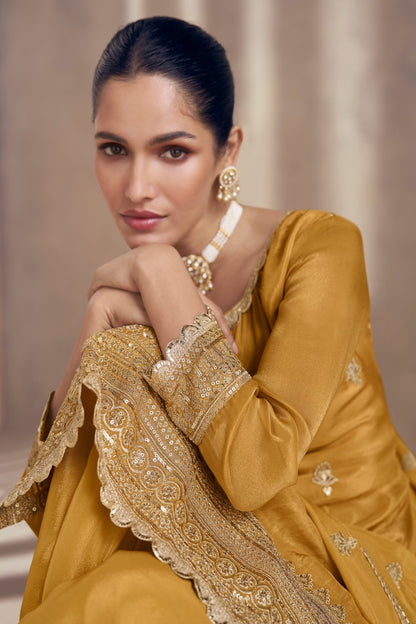 Traditional Haldi Function Outfit Sharara Suit - South Asian Wedding Dress USA"