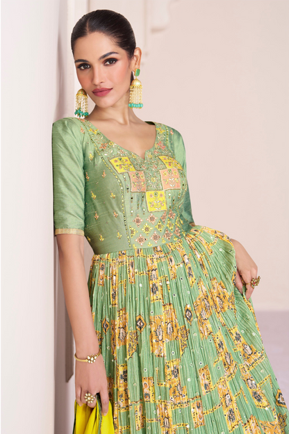 Pakistani Bridal Anarkali Dress Chinon Silk Georgette Embroidery work