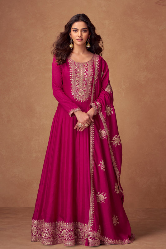 "Beautiful Anarkali gown with embroidery, ideal for weddings and special occasions."

