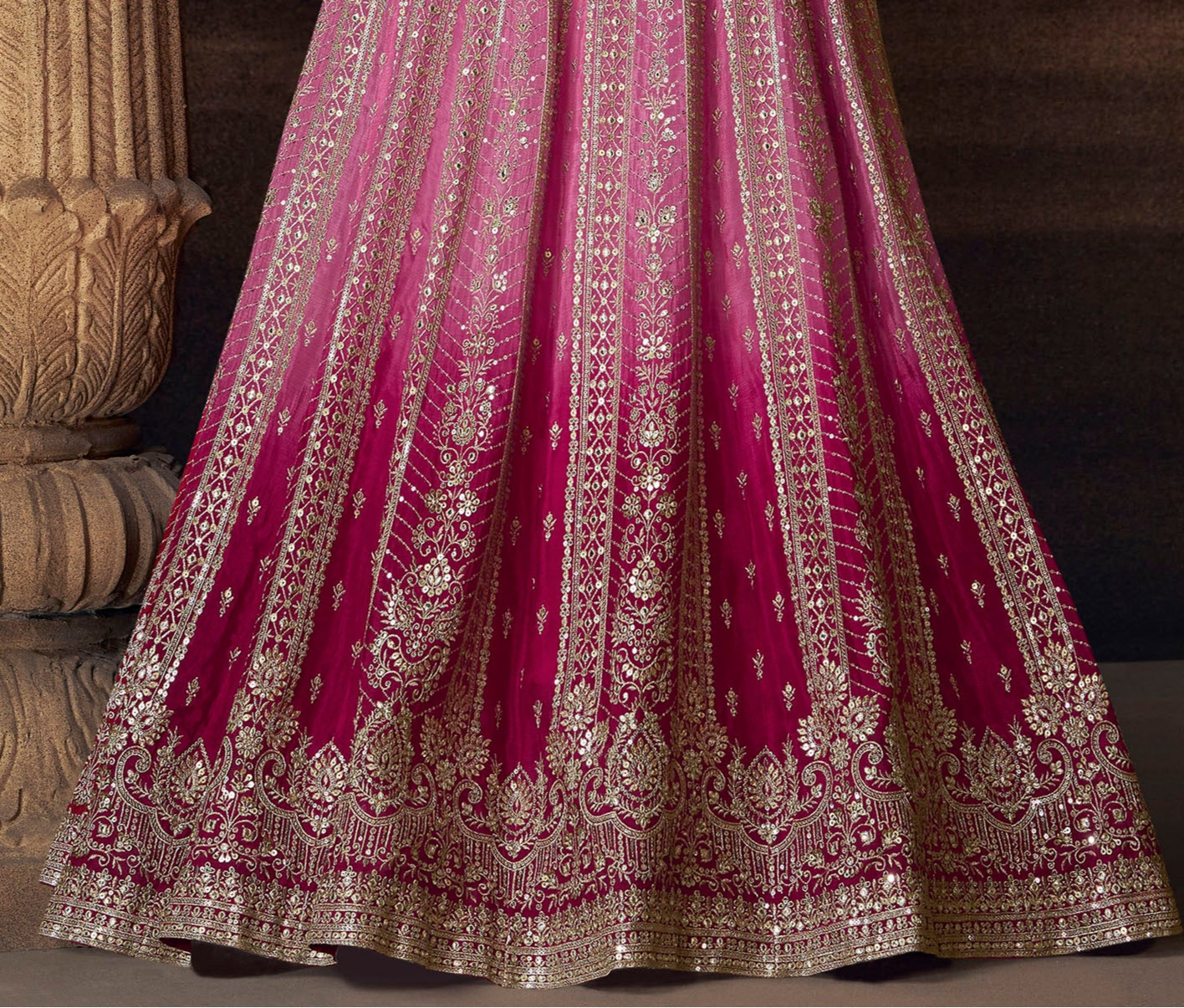 Beautiful Heavy Embroidery Work Stylish Real Georgette Anarkali Gown Dupatta Suits 