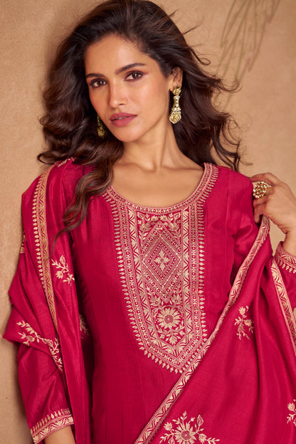 Red color Anarkali gown symbolizes elegance and tradition, perfect for weddings, receptions, and festive celebrations.
