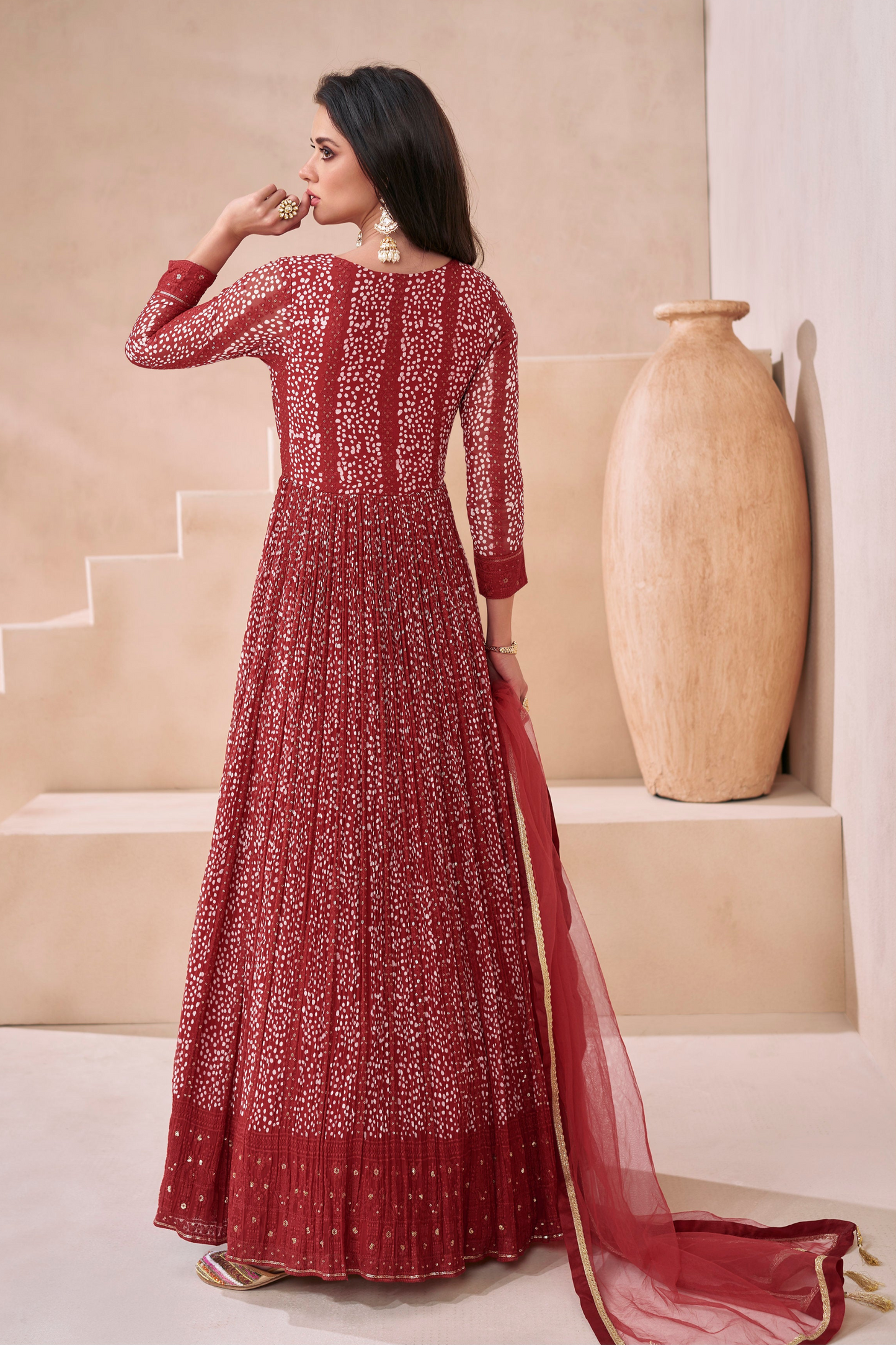 Indian Ready-To-Wear Eid Special Long Real Georgette Anarkali With Dupatta 