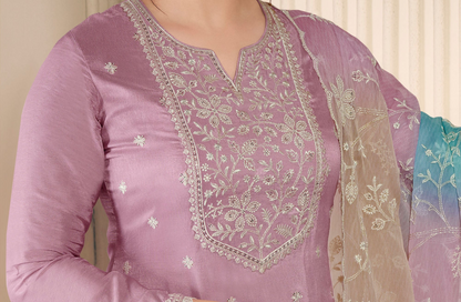 Gorgeous Pink Silk Embroidered Salwar Kameez For Weddings End Parties