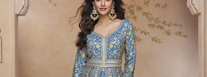 Royal Blue Embroidered Anarkali Gown: A Timeless Wedding Guest Favorite