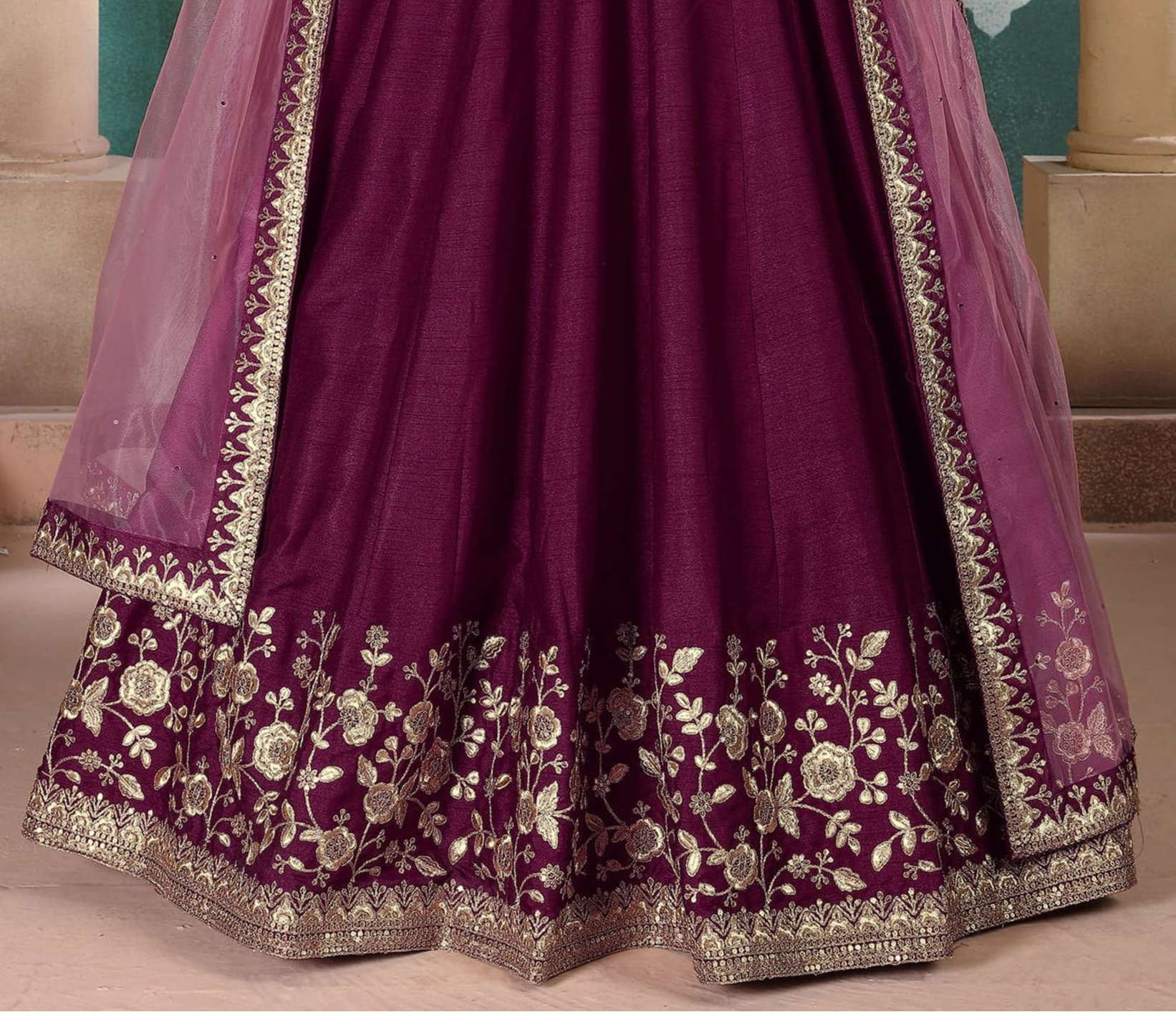 Beautiful Wine Color Stylish Anarkali Party Wear Dupatta Gown Dresses