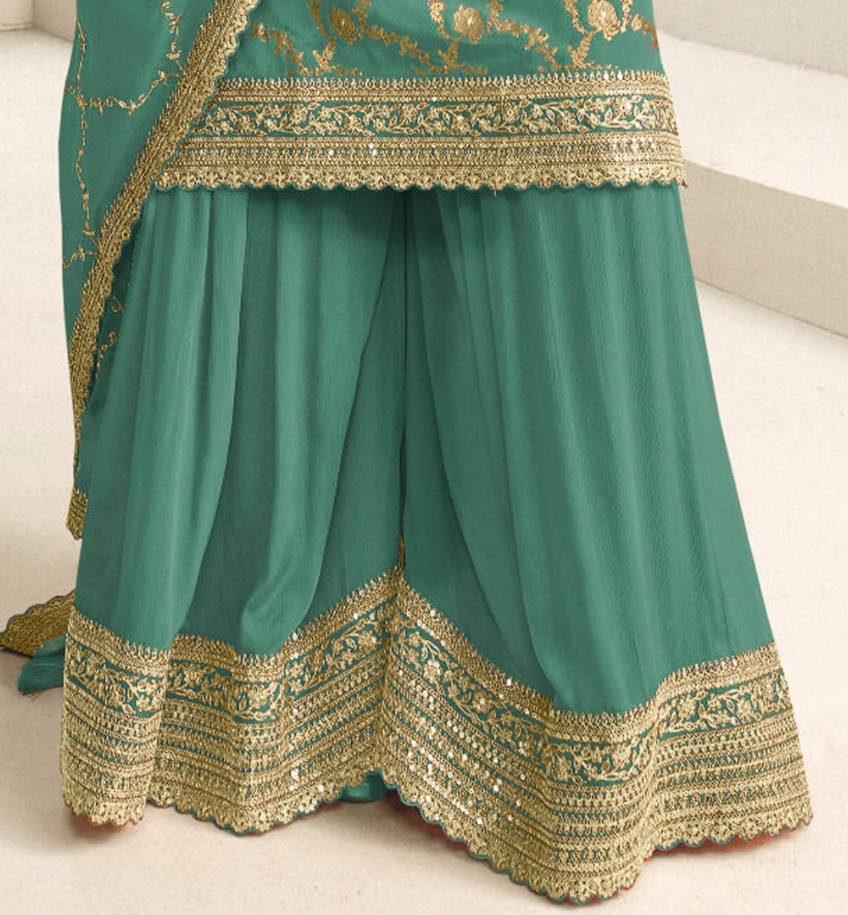 Heavy Chinon Fabric Salwar Kameez With Dupatta - Complete Outfit