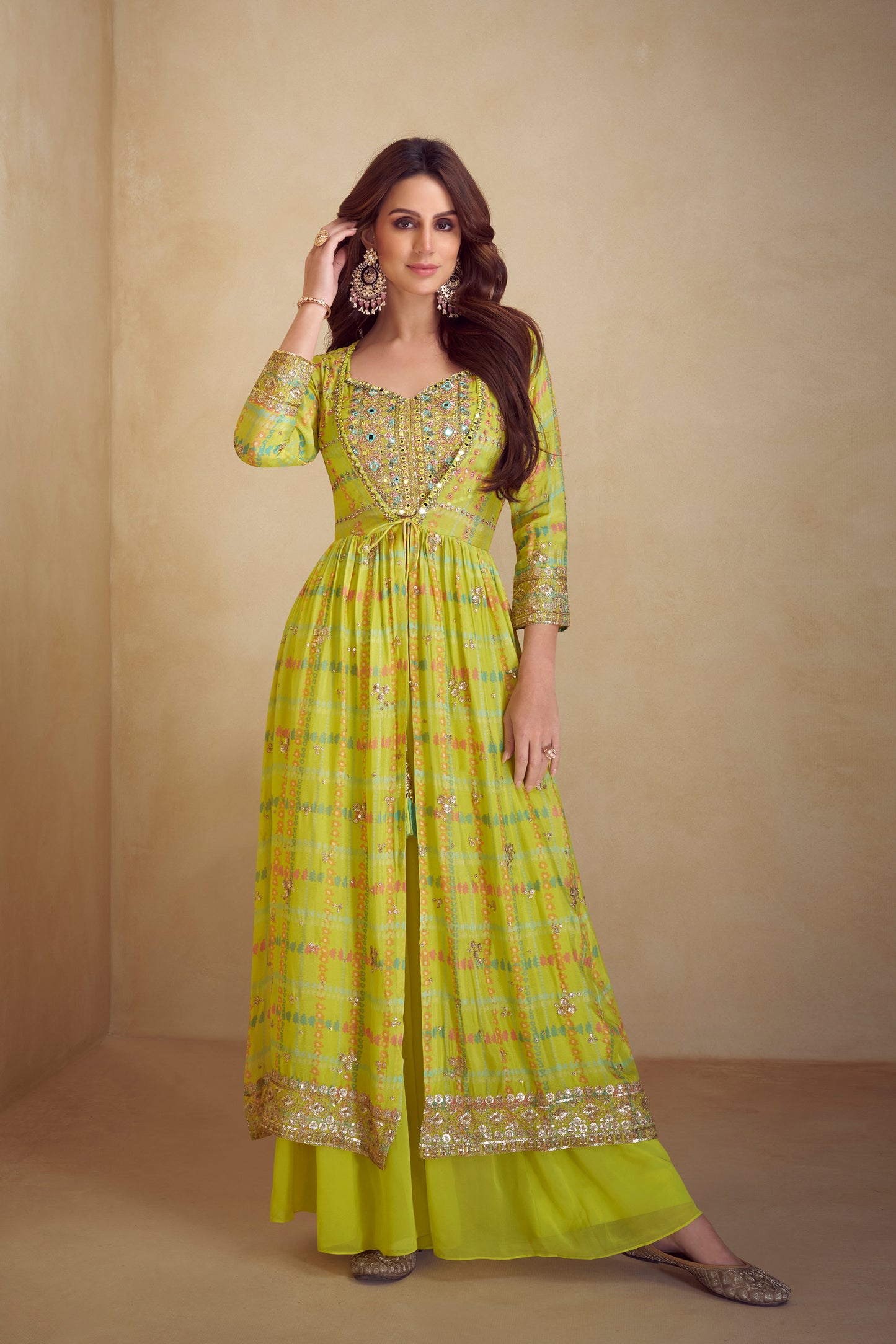 Elegant Indian Designer Digital Print Anarkali Gown Suit for Wedding and Party Wear.