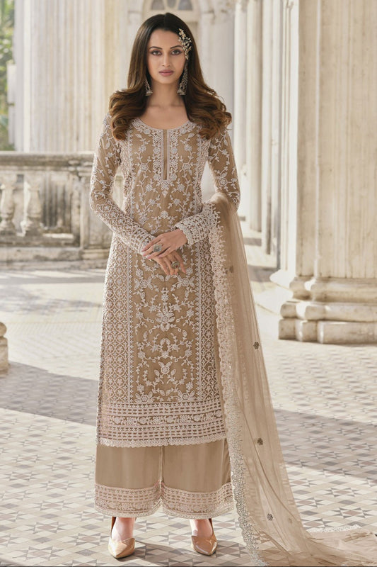 Bollywood Bridal Look Designer Light Brown Salwar Kameez Dress