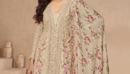 Latest Indian Wear For Beige Designer Palazzo Suit
