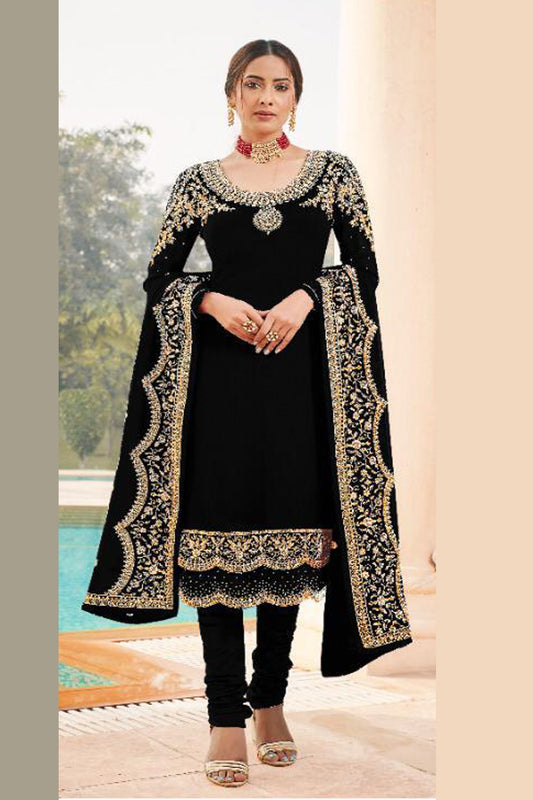 Black Embroidery Santoon Salwar Kameez Latest Style in USA