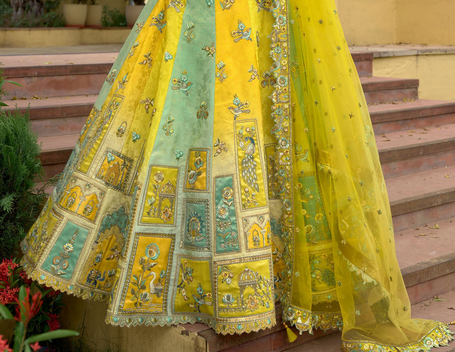 Yellow Silk Lehenga Choli With Heavy Embroidery Work For Engagement Ceremony