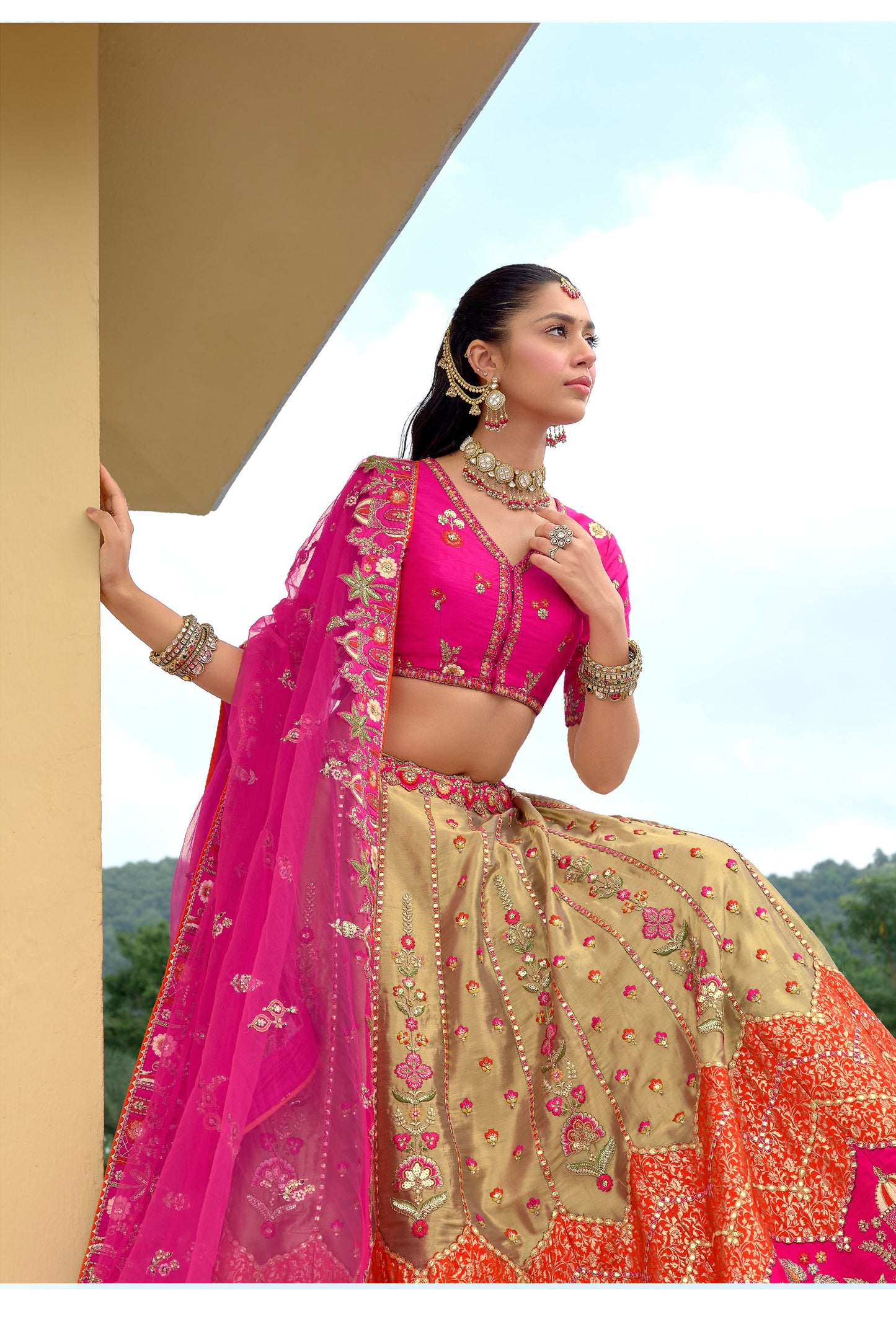 Intricate Embroidery Detail On Black Lehenga Choli For Indian Weddings