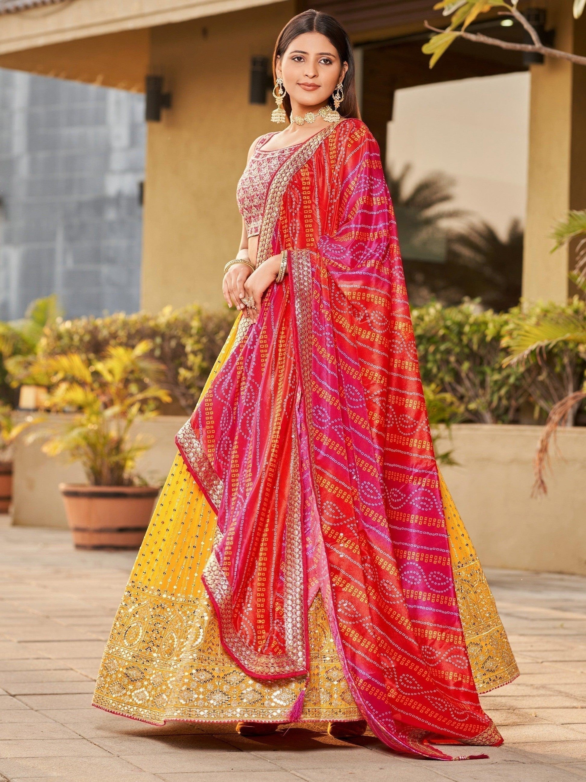 "Traditional lehengas for modern Indian Americans."
