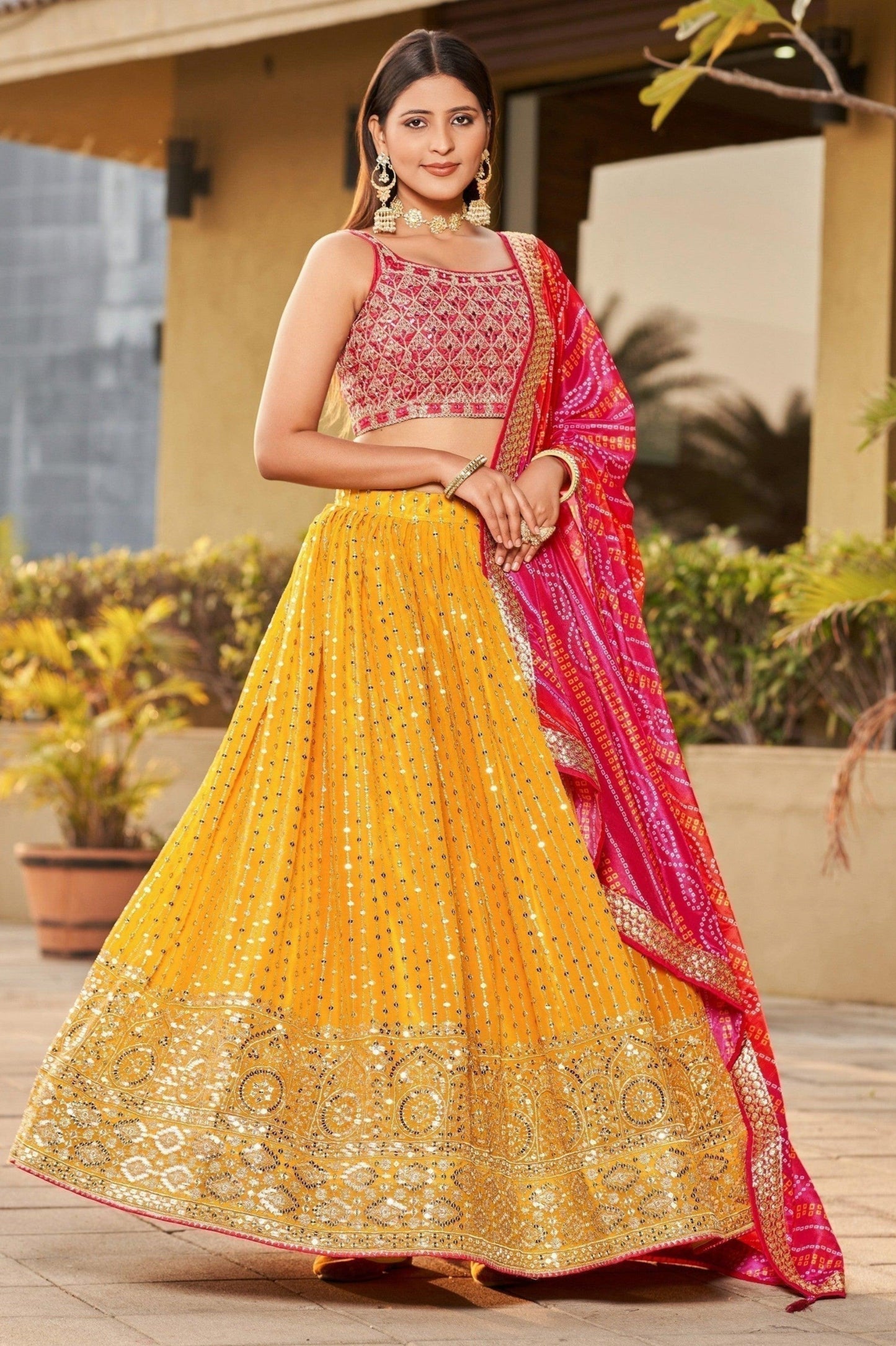 "Traditional lehengas for modern Indian Americans."
