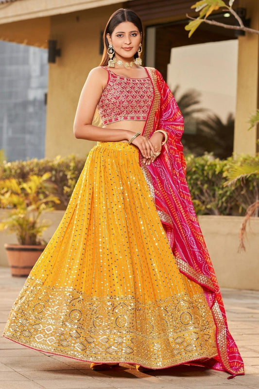 "Traditional lehengas for modern Indian Americans."
