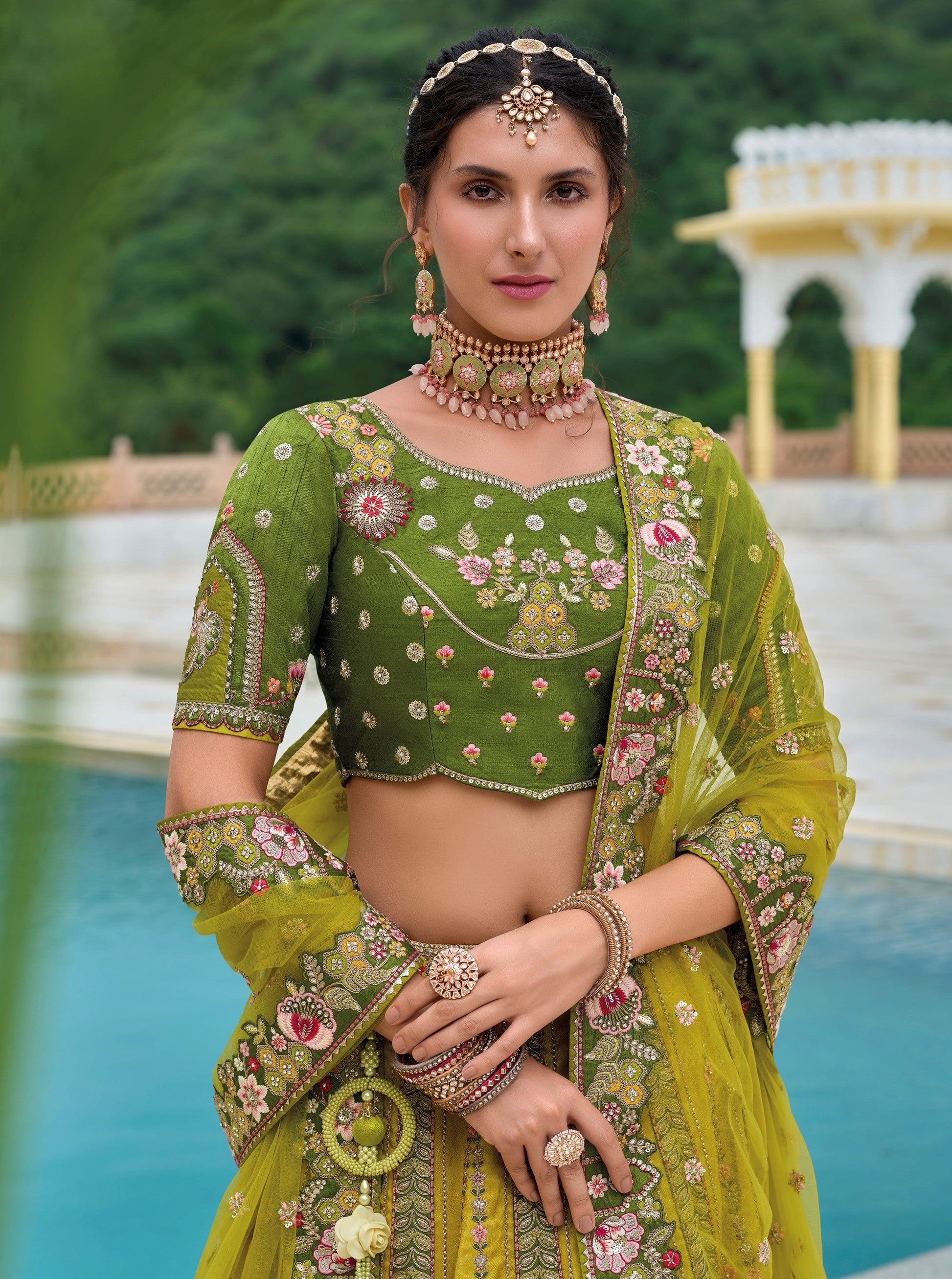 "Traditional lehengas for modern Indian Americans."

