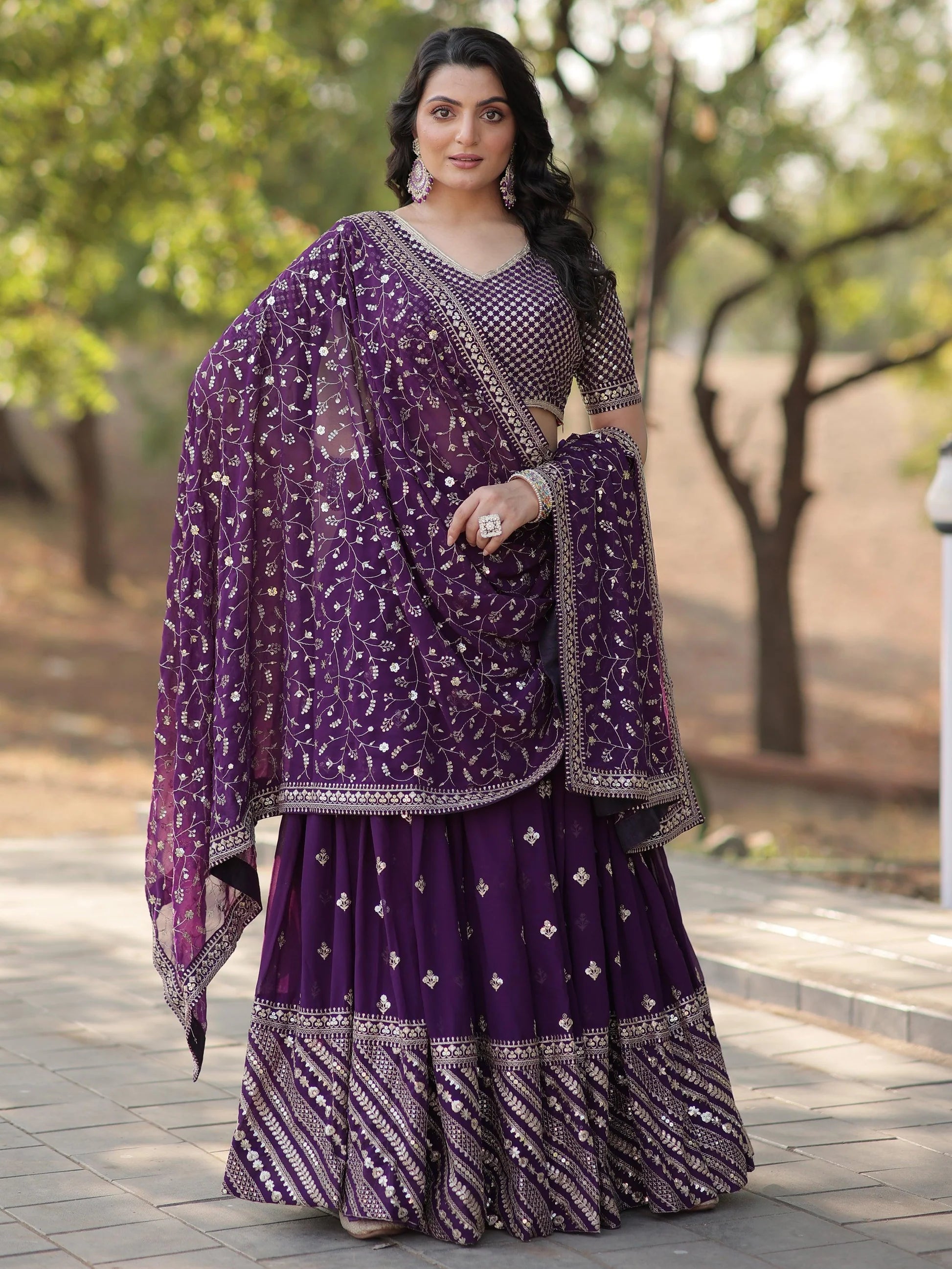 "Lehengas designed for Indian culture in the USA."
