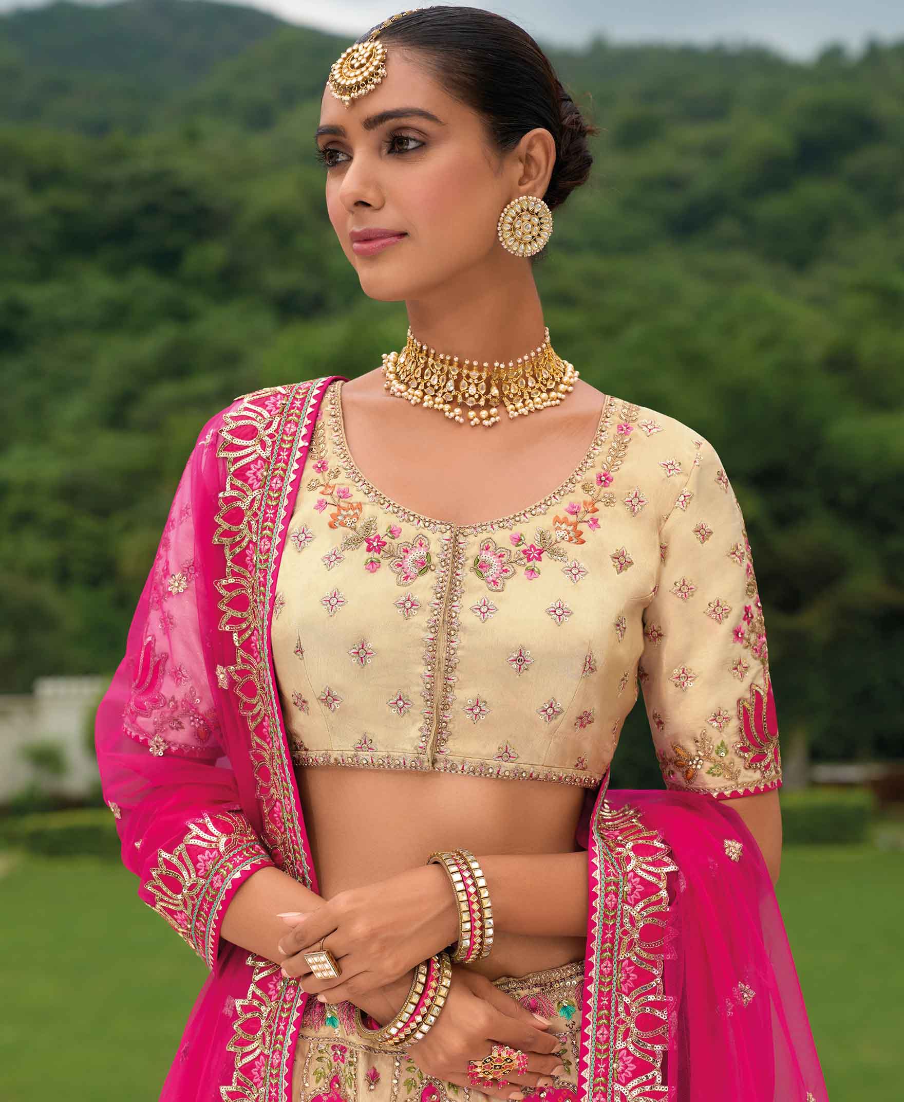 "Traditional lehengas for modern Indian Americans."
