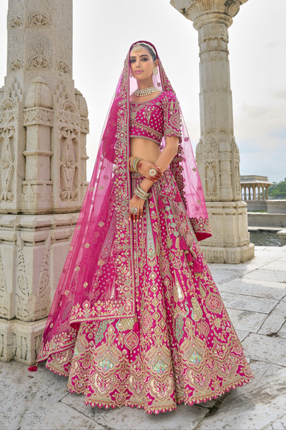 "Celebrate traditions in the USA with our lehengas."
