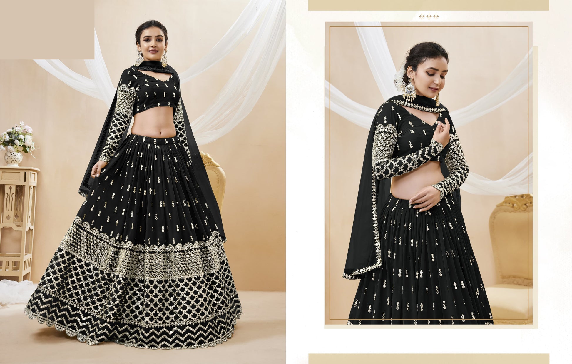 "Dazzling lehengas for Eid and Diwali in the USA."

