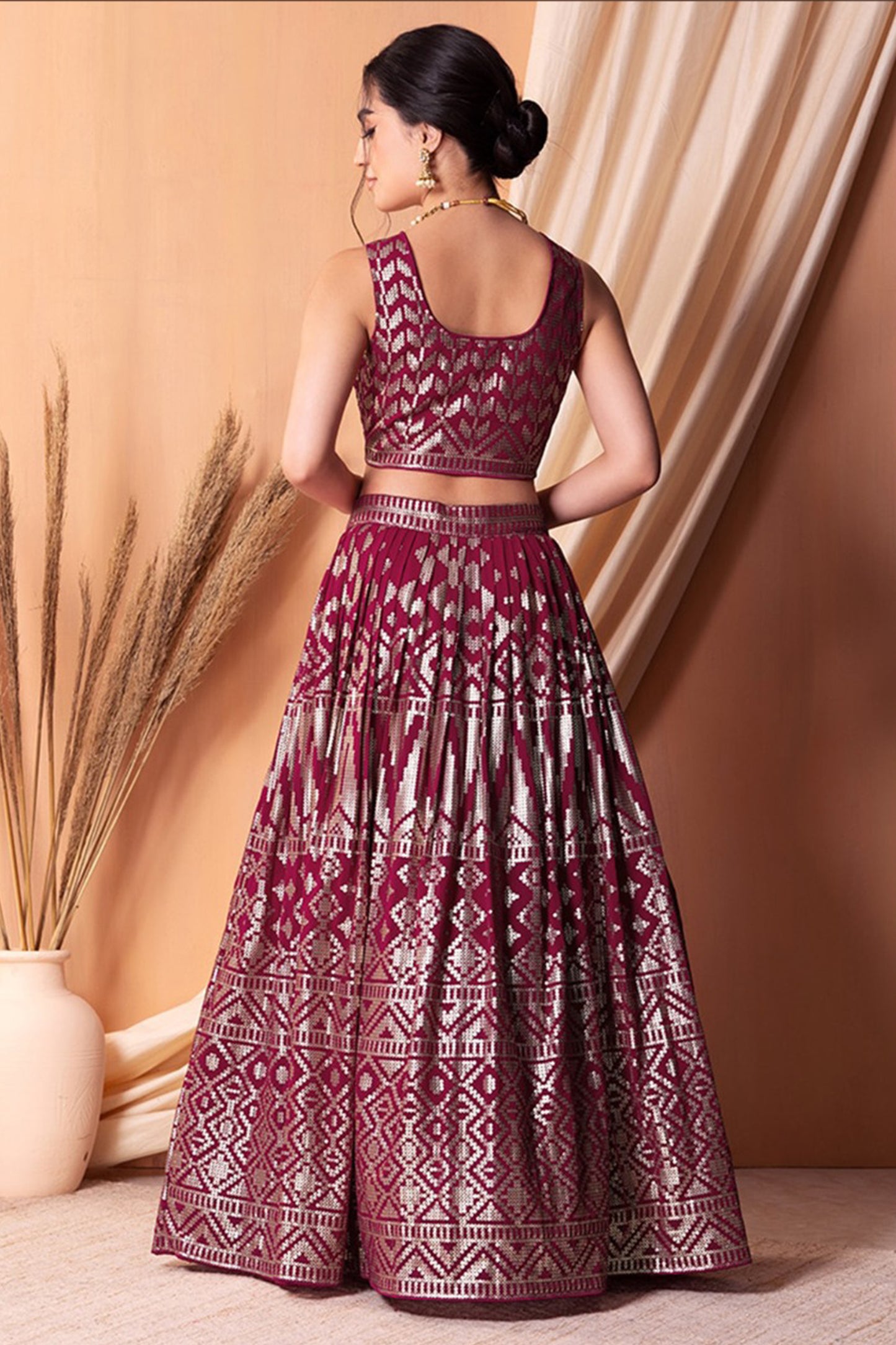 "Traditional lehengas for modern Indian Americans."
