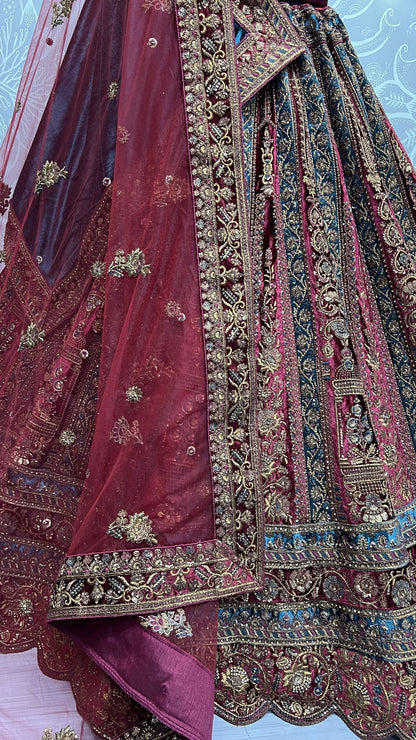 Stylish Multi Color Stitched Flared Lehenga Choli With Double Dupatta