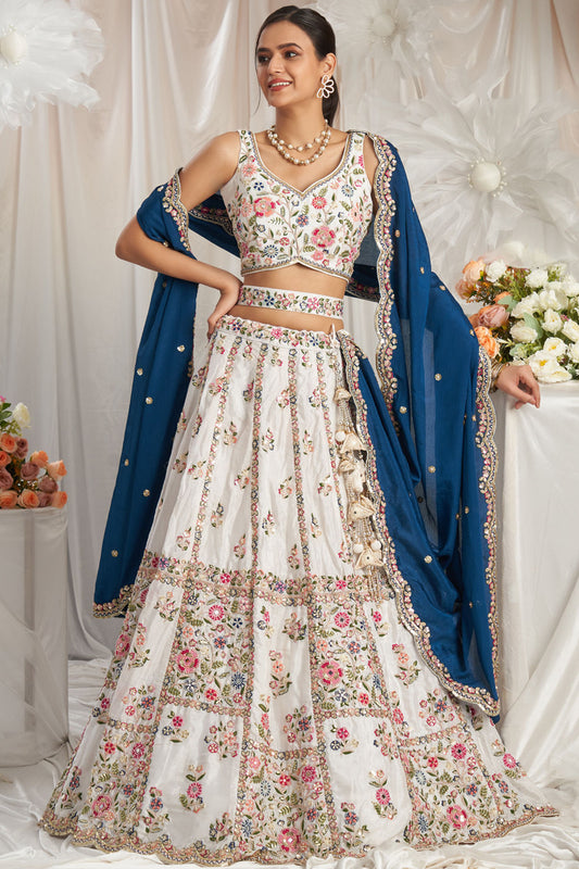 "Elegant lehengas for U.S.-based Indian celebrations."
