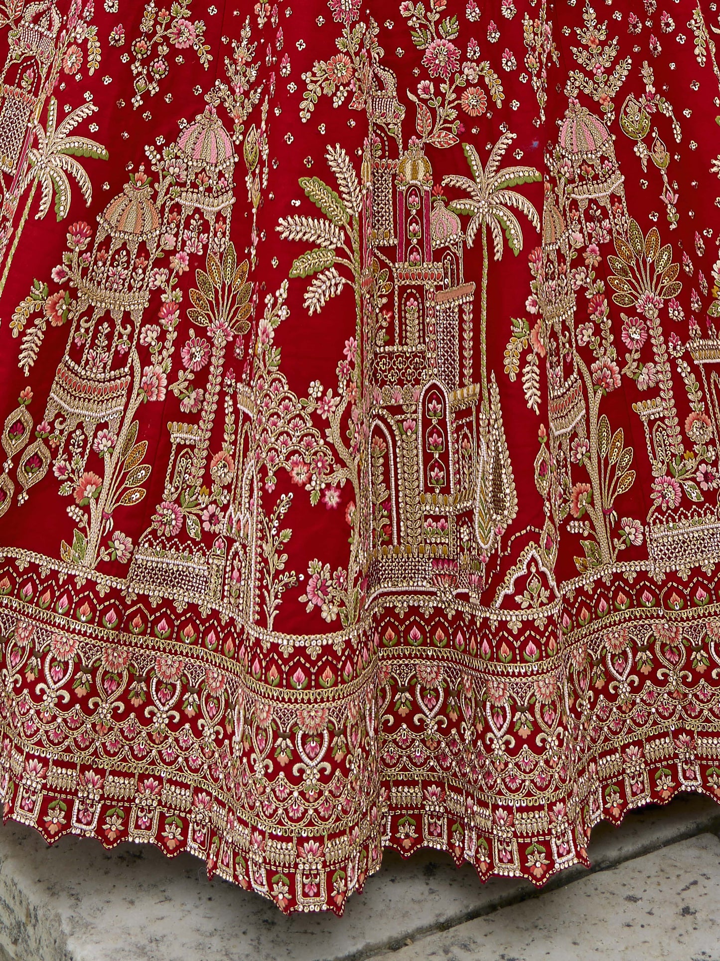 Experience bridal couture with lehengas that sparkle with intricate artistry.

