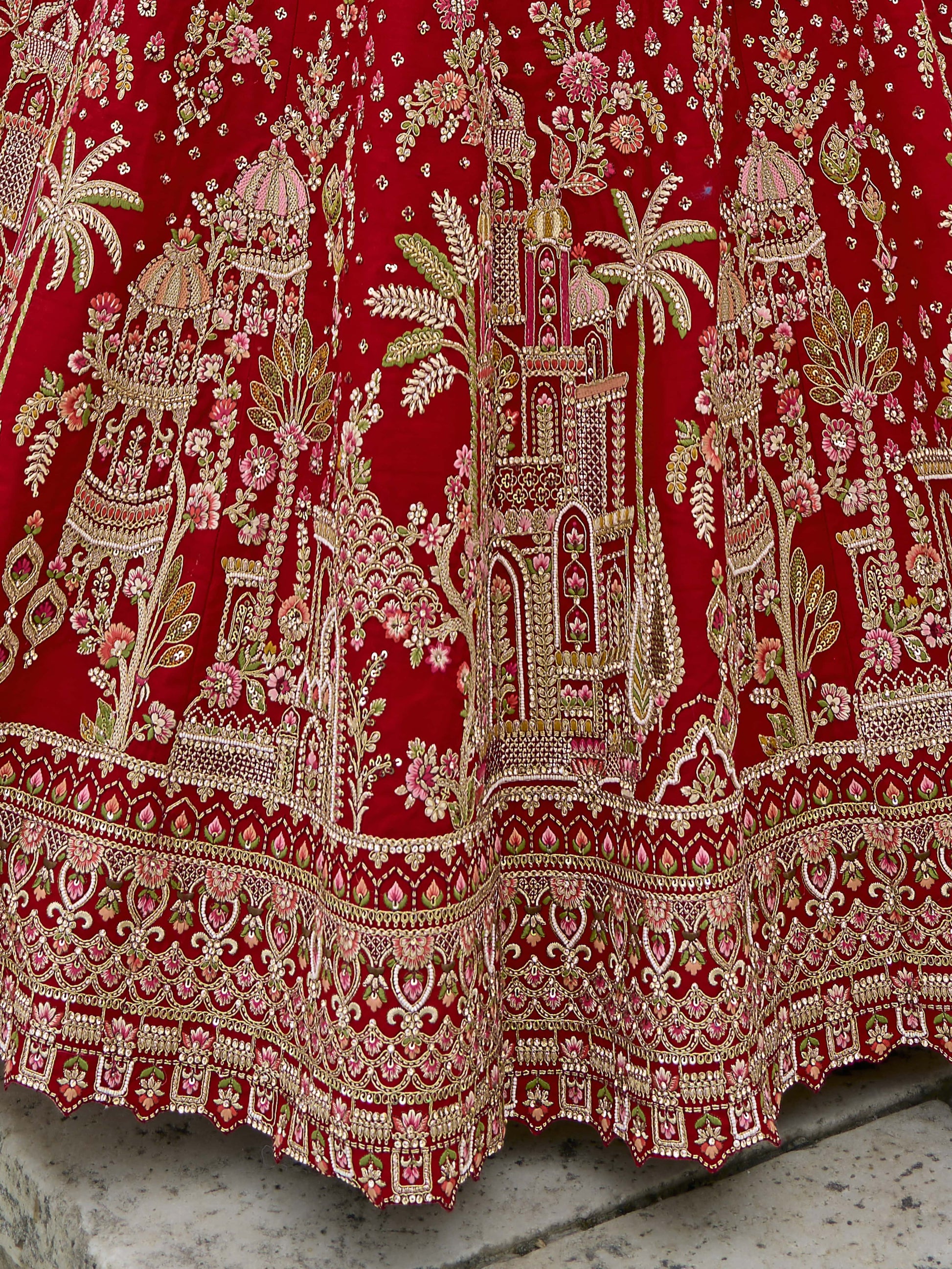Experience bridal couture with lehengas that sparkle with intricate artistry.
