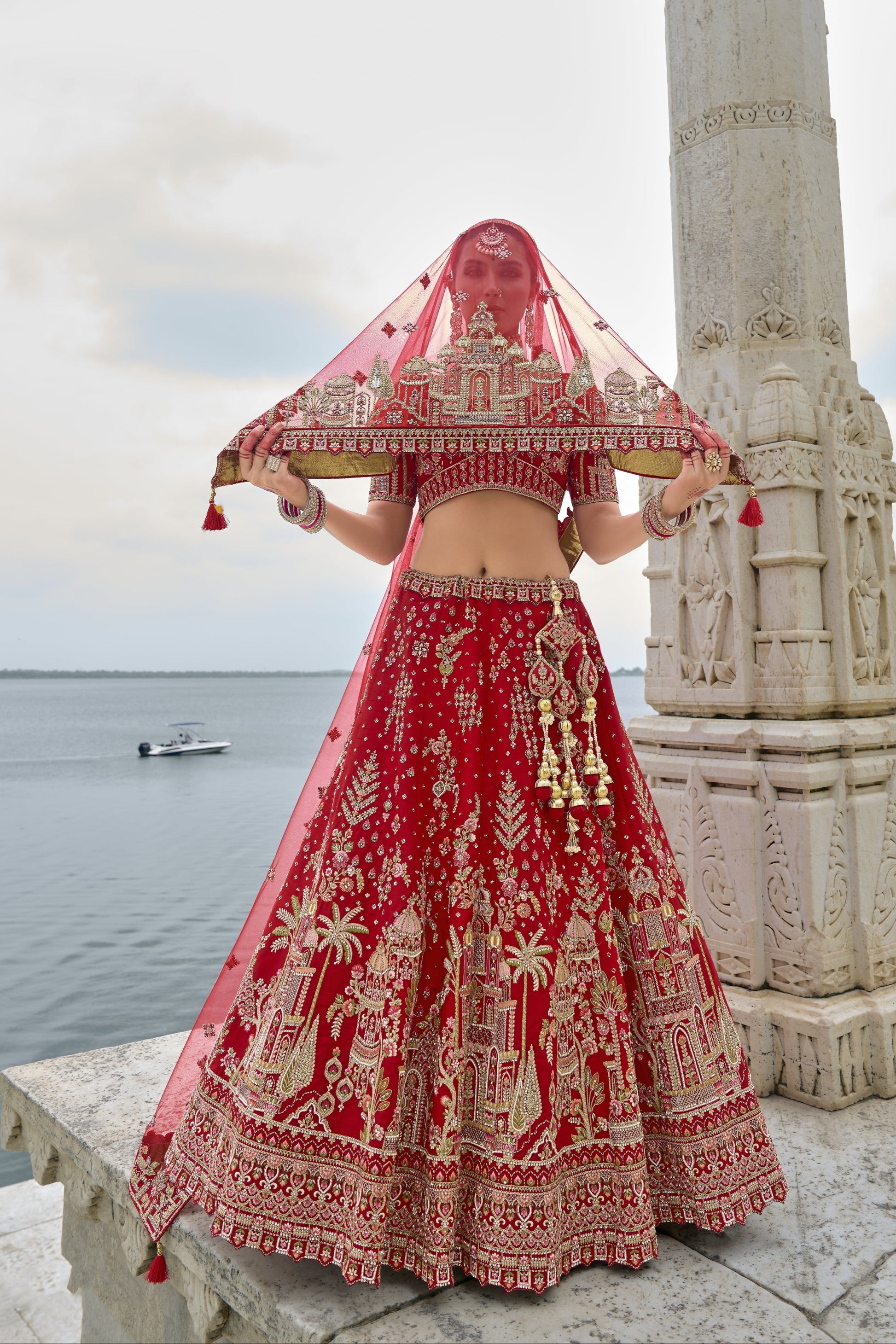 Experience bridal couture with lehengas that sparkle with intricate artistry.

