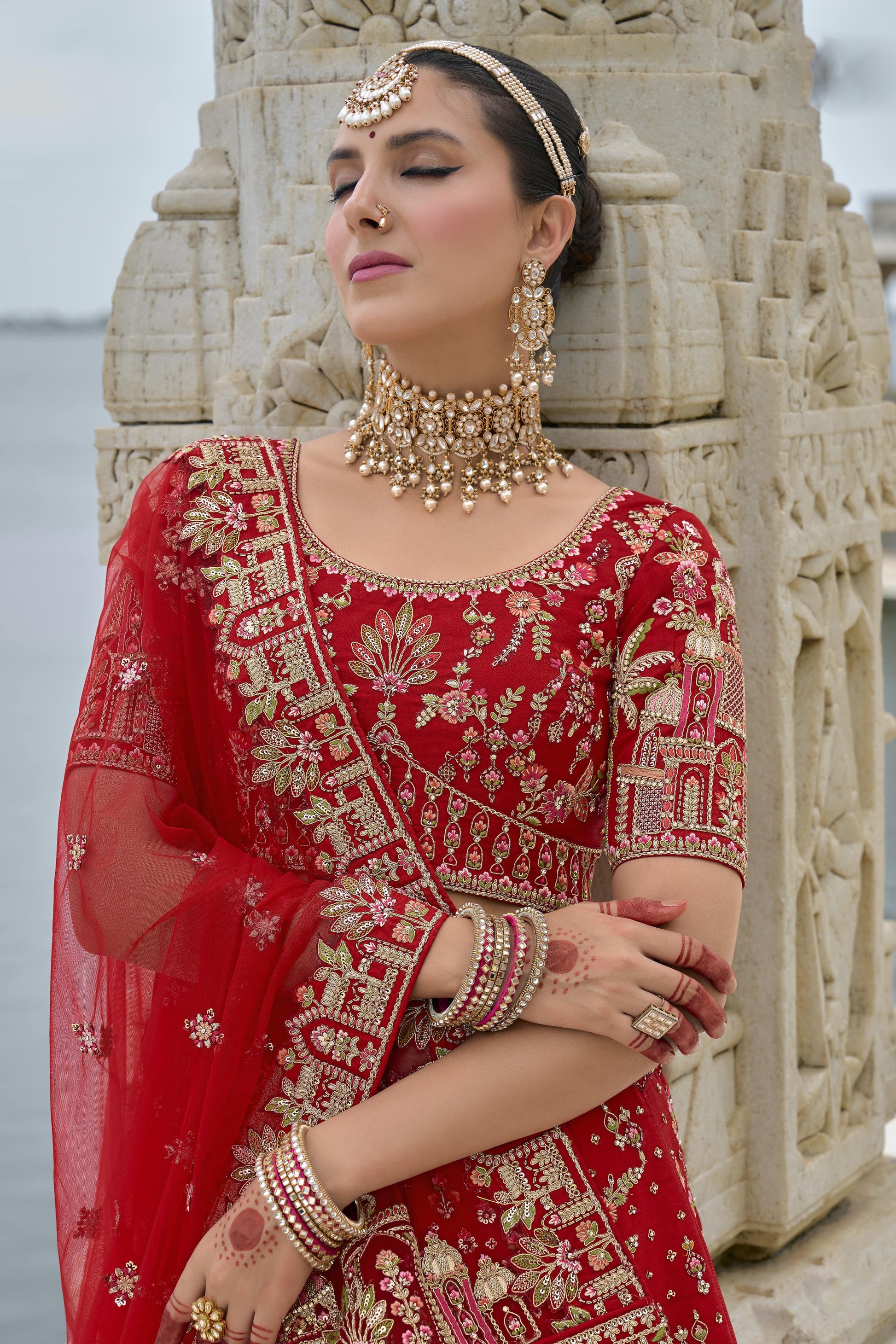 Experience bridal couture with lehengas that sparkle with intricate artistry.
